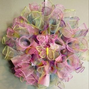 Butterfly deco mesh wreath 13"